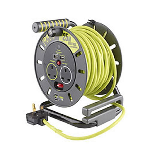 Master Plug PRO-XT Medium Open Cable Reel 2 Gang 25m 13a with 2 USB ...